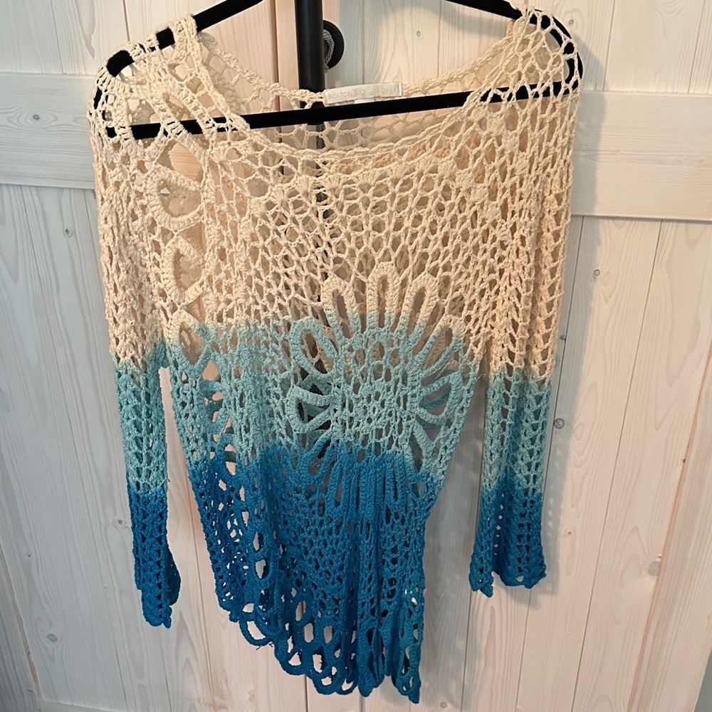 Boston Proper Crochet Ombre Tunic, Sz L, LN